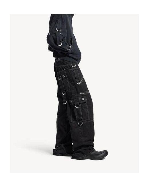 Balenciaga Black D-Ring Cargo Pants for men