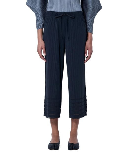 Issey Miyake Blue Pleated Wide-Leg Trousers