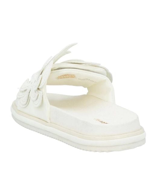 Farm Rio White Solid Color Slide Sandals