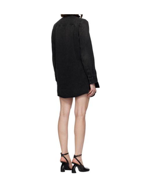 MM6 by Maison Margiela Black High-Neck Satin Dress