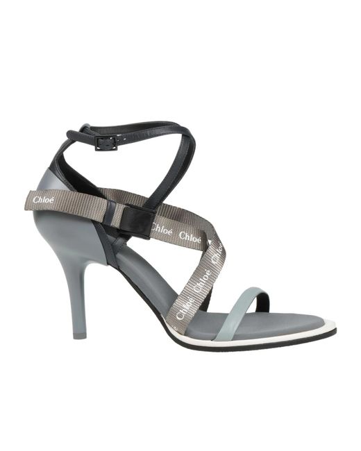 Chloé White Round-Toe High-Heel Sandals