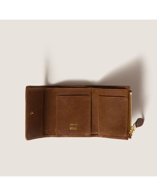 Miu Miu Brown Small Nappa Leather Wallet