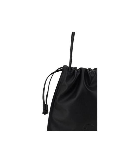 Coccinelle Black Logo Embossed Drawstring Tote Bag
