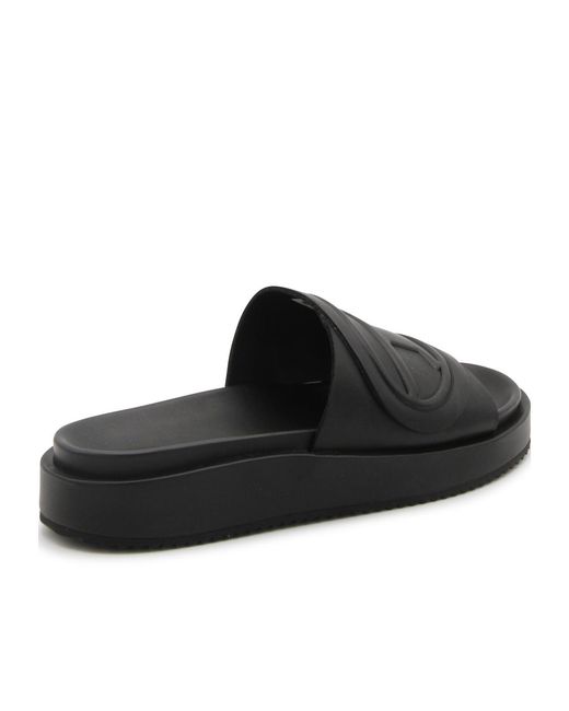 DIESEL Black Sa-Slide D Oval W Logo Embossed Slides for men