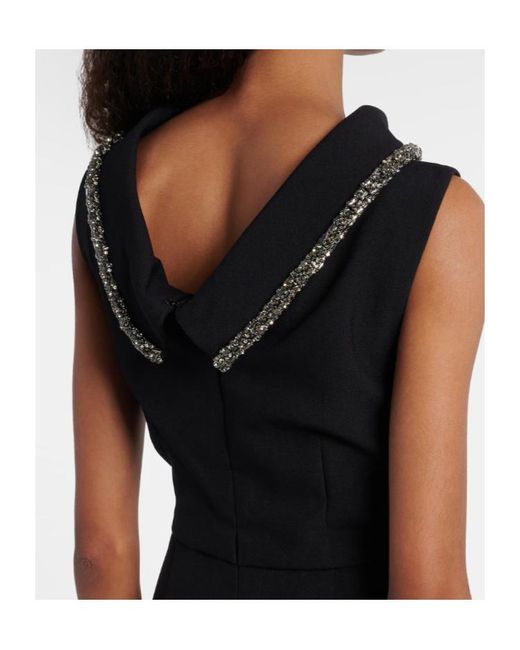Roland Mouret Black Embellished Crepe Gown