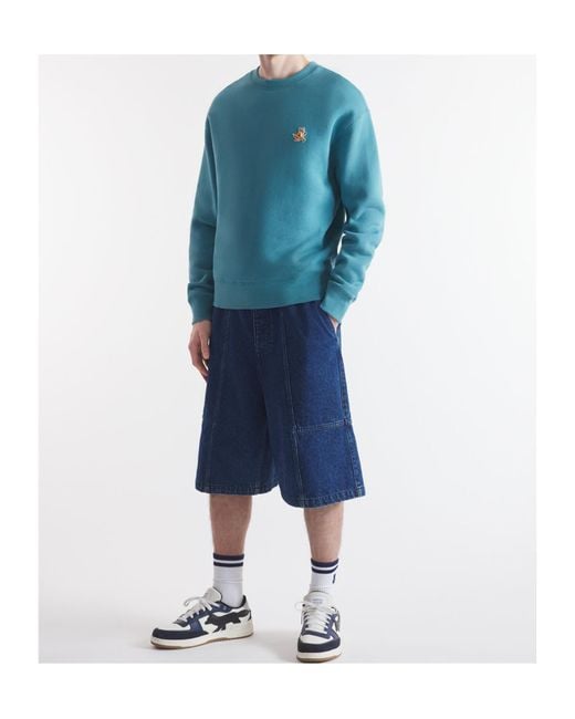 Maison Kitsuné Blue Maison Kitsuné Speedy Fox Patch Crewneck Sweatshirt for men