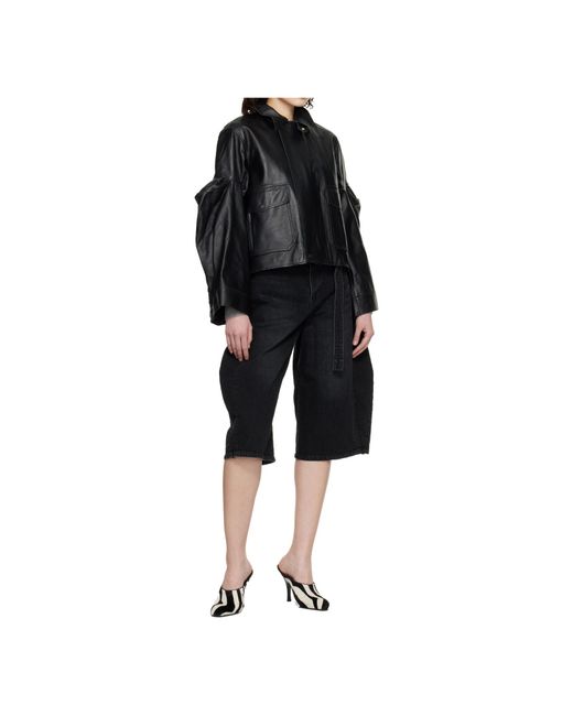 Sacai Black Leather Short Jacket