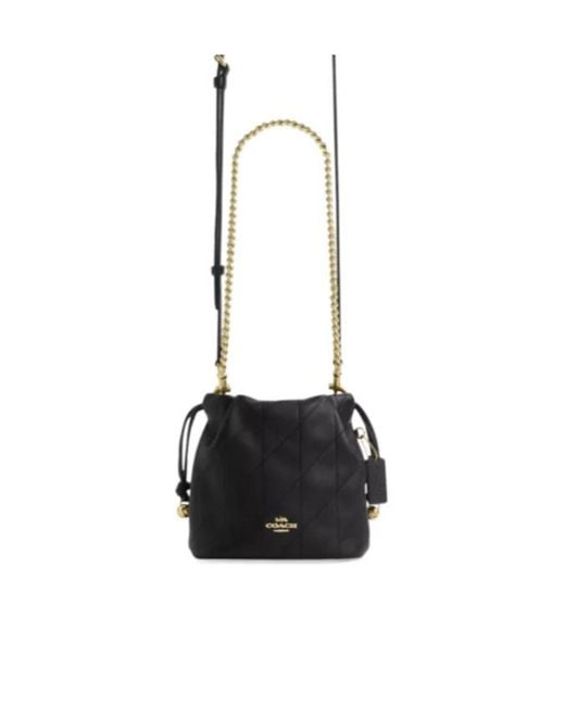 COACH Black Faye Mini Drawstring Bag With Quilting
