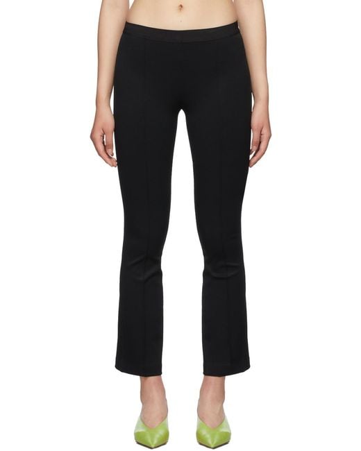 Helmut Lang Black Cropped Flared Ribbed Leggings