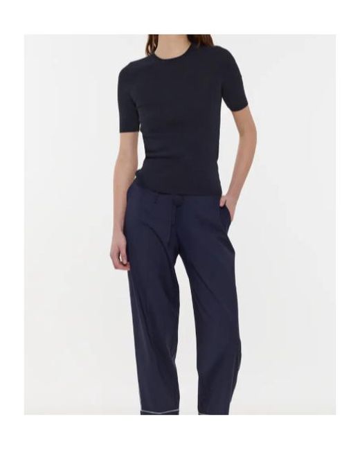 P.A.R.O.S.H. Black Ribbed Short-Sleeve T-Shirt