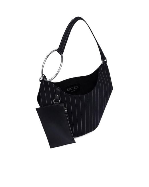 Dondup Black Striped Shoulder Bag
