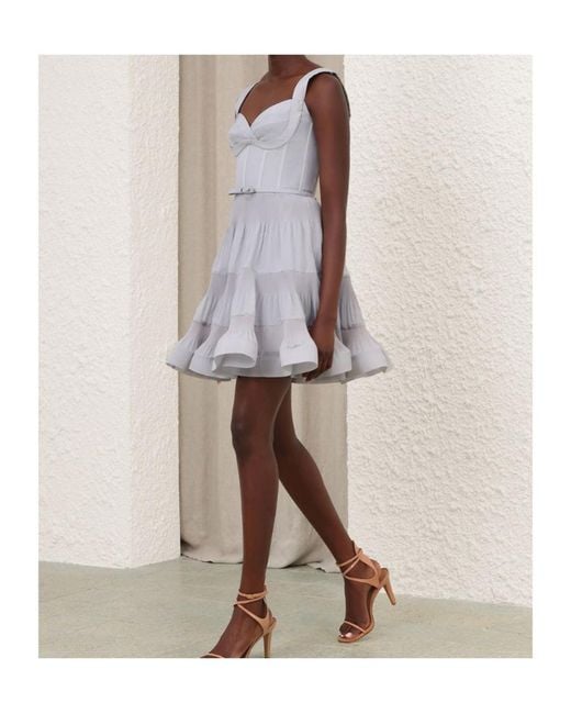 Zimmermann Gray Pleated Draped Mini Dress
