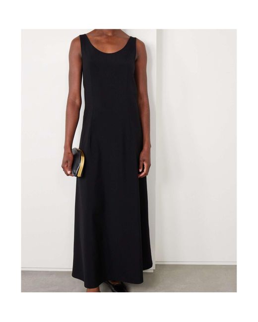 The Row Black Teza Wool Maxi Dress