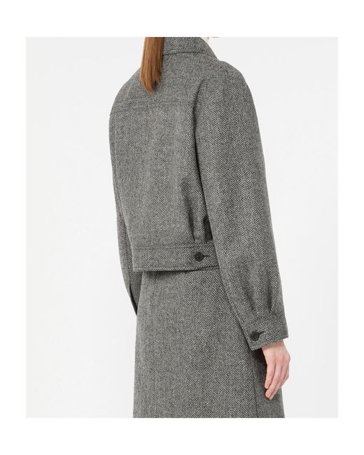 Weekend by Maxmara Gray Herringbone-Pattern Wool Jacket
