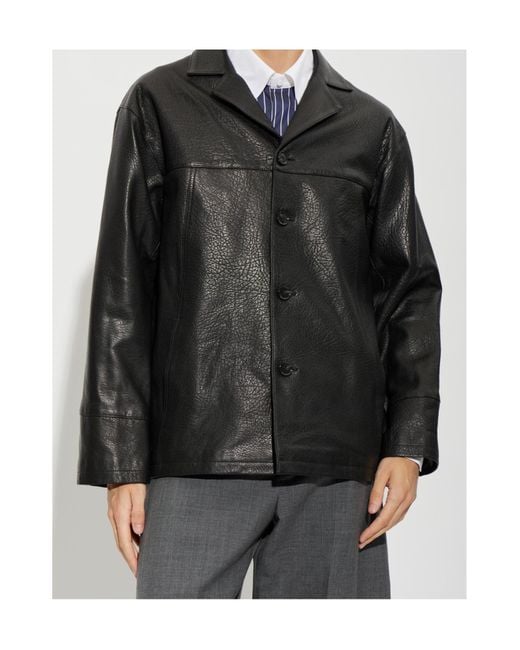 Arma Black Long-Sleeve Leather Jacket for men