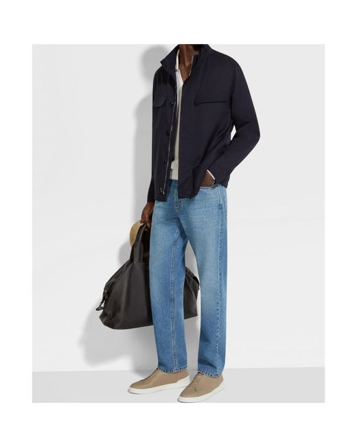 Zegna Blue Long-Sleeved Field Jacket for men