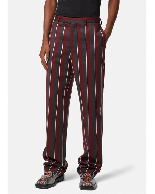 Versace Purple Formal Striped Trousers for men