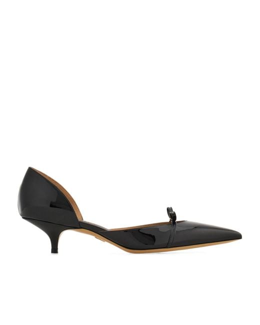 Ferragamo Black Mini Bow Mid Heel Pump