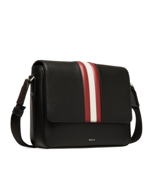 Bally Black Mythos Stripe Messenger Bag for men