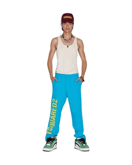 DSquared² Blue Logo-Print Track Pants for men