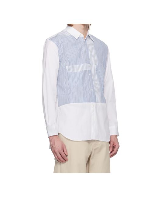Comme des Garçons White Lapel Long Sleeve Shirt for men