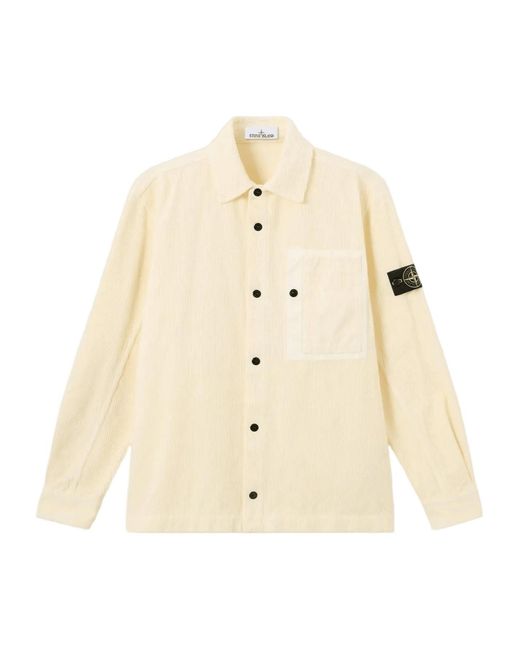 Stone Island Natural Snap-Button Shirt Jacket With Chest Pockets for men