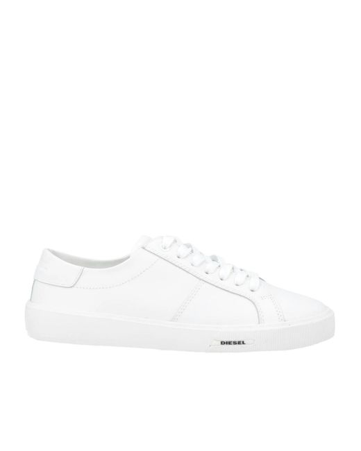 DIESEL White Lace-Up Design Sneakers