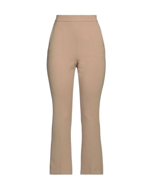 Max Mara Natural Solid Color Stretch Trousers