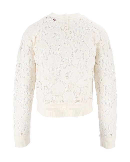 Ermanno Scervino White Floral-Lace Sweater