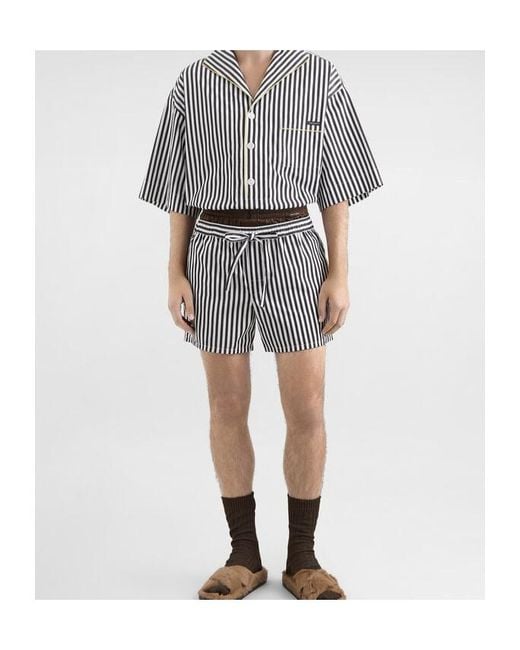 Dolce & Gabbana Gray Striped Poplin Shirt for men