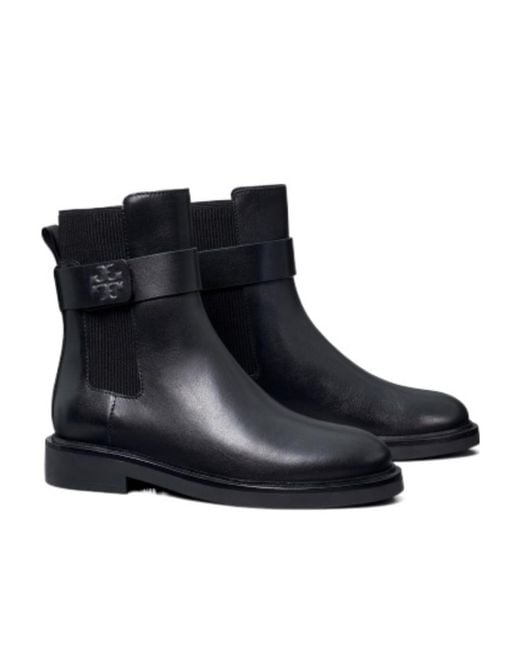Tory Burch Blue Double T Chelsea Boots