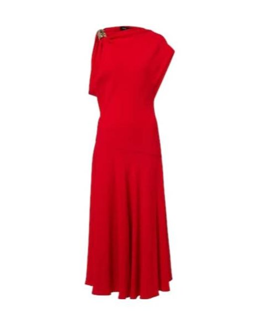 Proenza Schouler Red Rue Asymmetric Crepe Maxi Dress