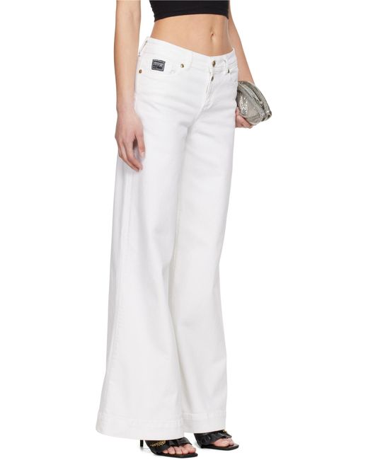 Versace Jeans White Couture Logo Lettering Flared Jeans