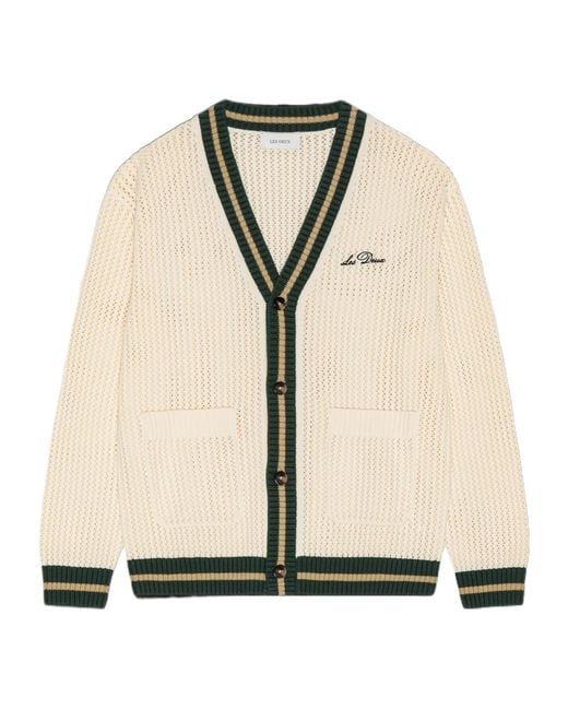 Les Deux Natural Logo-Embroidered Striped-Trim Cardigan for men
