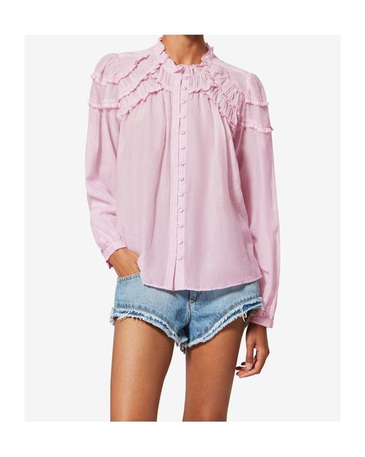 Isabel Marant Pink Isabel Marant Étoile Christa Ruffled Buttoned Blouse