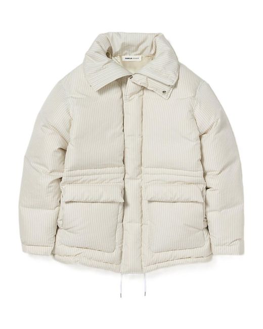 Tekla Men's Natural X Auralee Striped Down Jacket