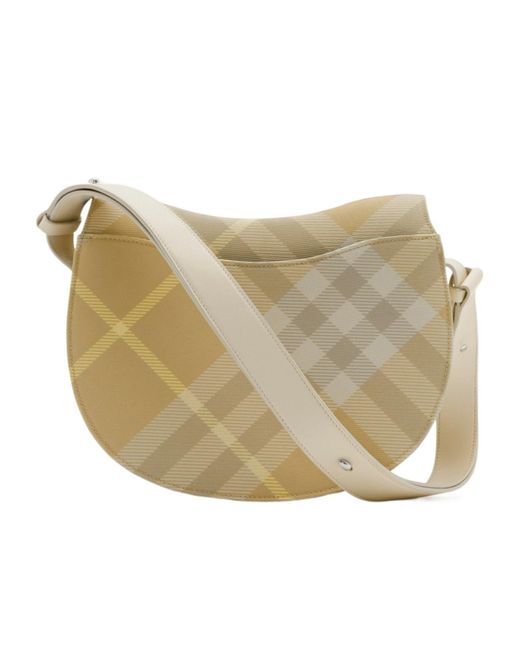 Burberry White Medium Rocking Horse Checkered Shoulder Bag