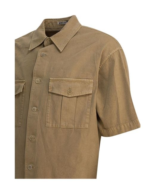 Auralee Natural Cargo Pocket Shirt for men