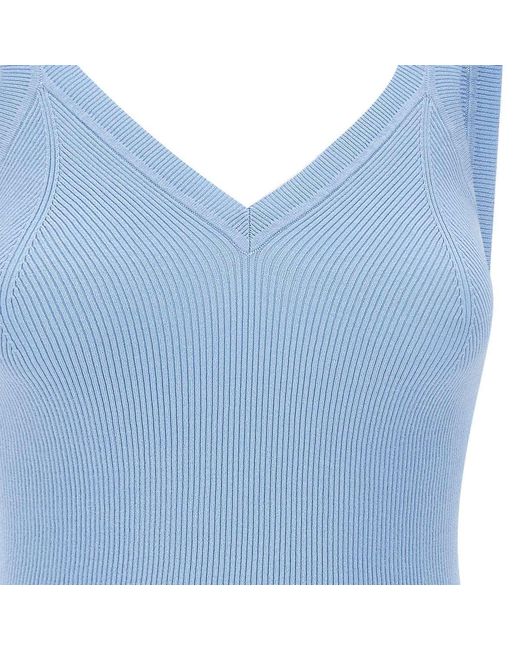 P.A.R.O.S.H. Blue Fine-Ribbed Tank Top