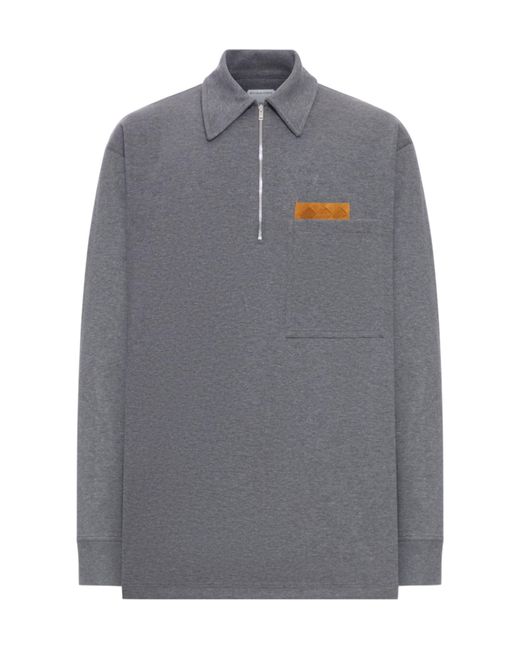 Bottega Veneta Gray Melange Cotton Jersey Polo for men