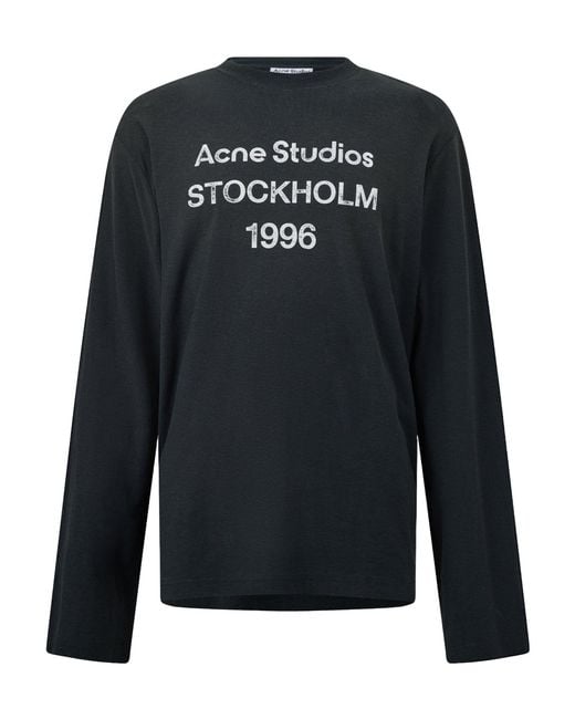 Acne Black Minimalstyle Crewneck Tshirt for men