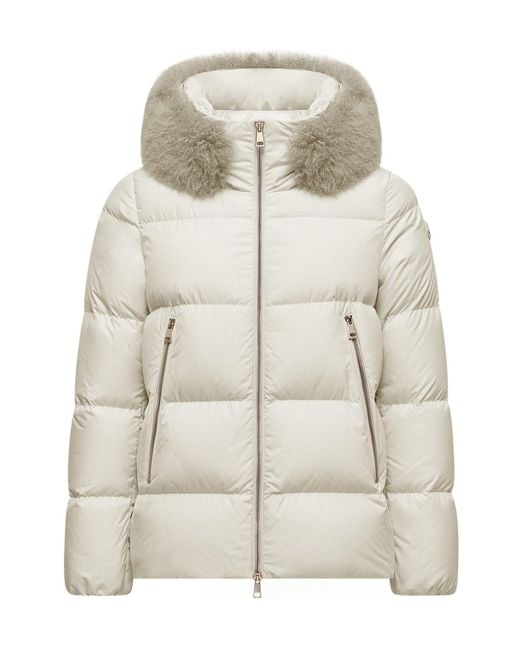 Moncler Natural Laichefur Shearling-Trimmed Short Down Jacket