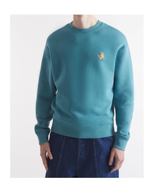 Maison Kitsuné Blue Maison Kitsuné Speedy Fox Patch Crewneck Sweatshirt for men