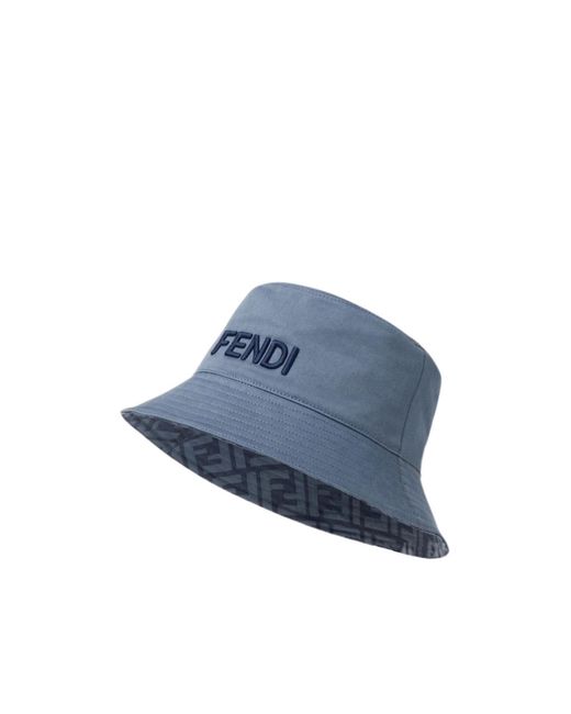 Fendi Blue Logo-Embroidered Bucket Hat