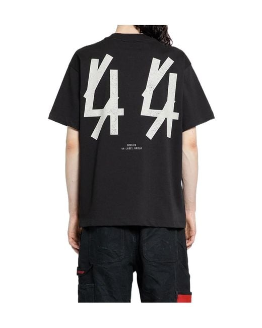 44 Label Group Black Graphic Printed T-Shirt for men