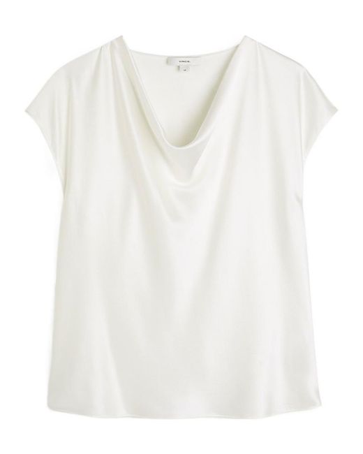 Vince White Drape-Neck Top