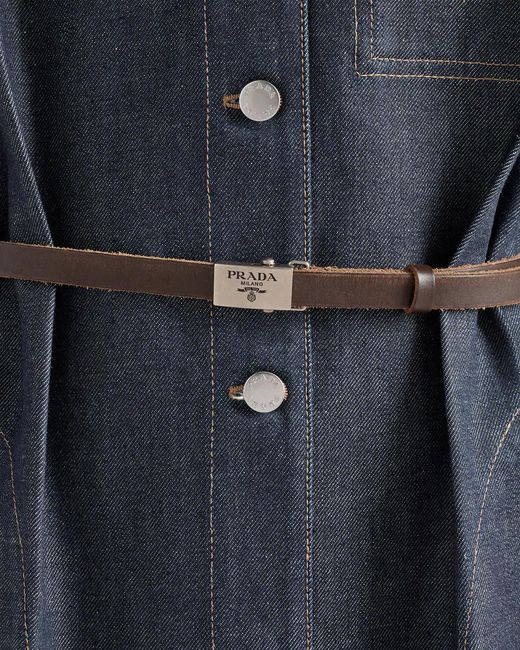 Prada Blue Belted Denim Dress