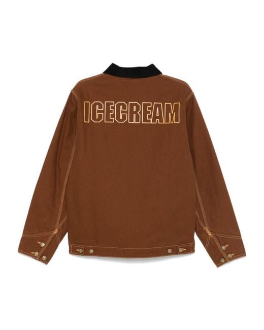 ICECREAM Brown Collared Casual Jacket for men
