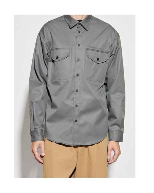 DSquared² Gray Logo Embroidered Utility Shirt for men