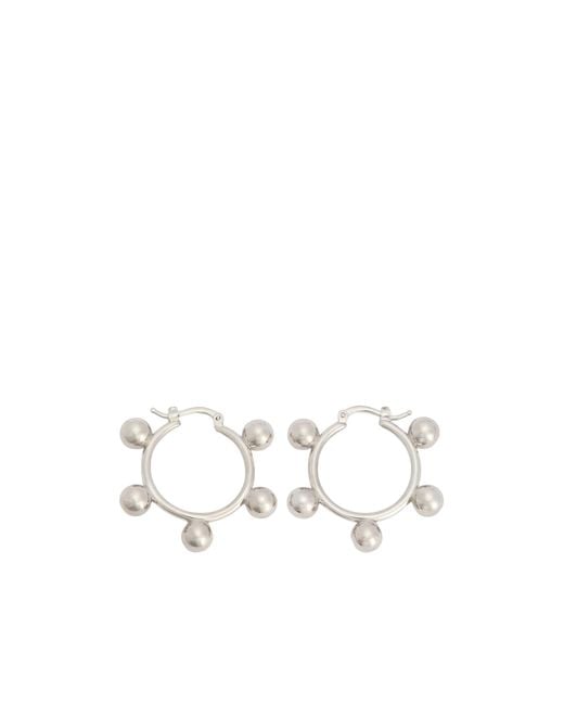 Jil Sander White Logo Engraved Hoop Earrings